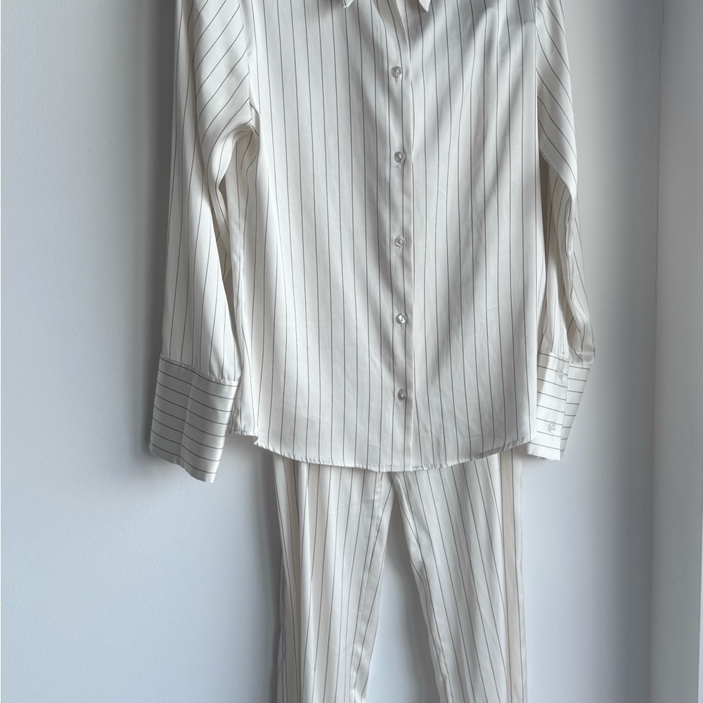 Zara Striped Cream satin  Set Small - Picture 2 of 6